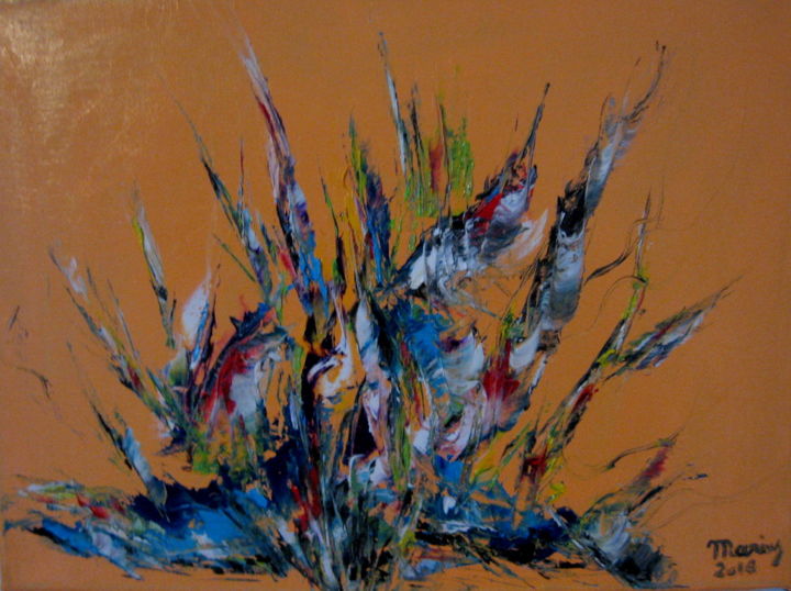 Peinture intitulée "BOUQUET CELESTE" par Marius, Œuvre d'art originale, Huile