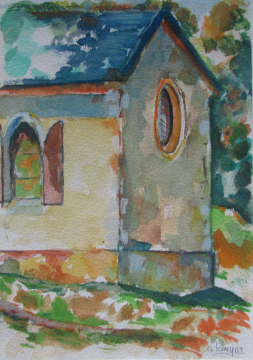 Painting titled "La Chapelle.jpg" by Alain Lamy, Original Artwork, Watercolor