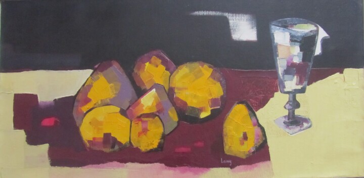 Painting titled "Nature morte de Céz…" by Alain Lamy, Original Artwork, Oil