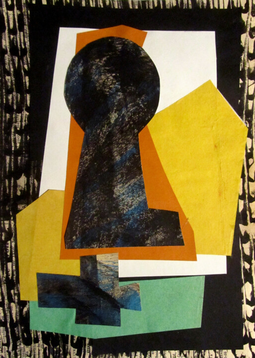 Collages titled "ESPERIT CATAR N°5" by Alain Lamy, Original Artwork, Monotype