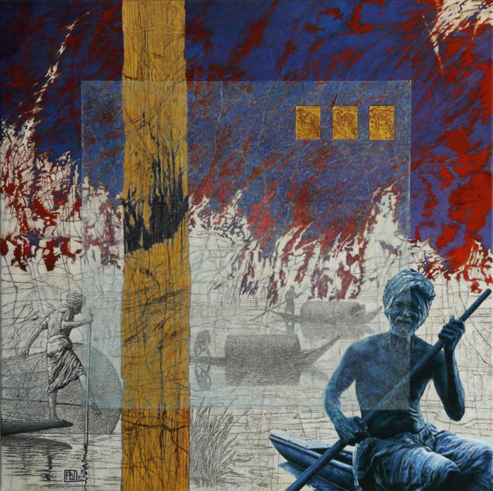 Painting titled "Delta" by Alain Le Junter, Original Artwork