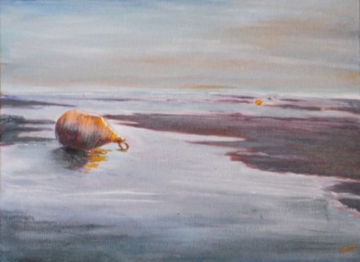 Peinture intitulée "En attendant la mar…" par Alain Marrast, Œuvre d'art originale