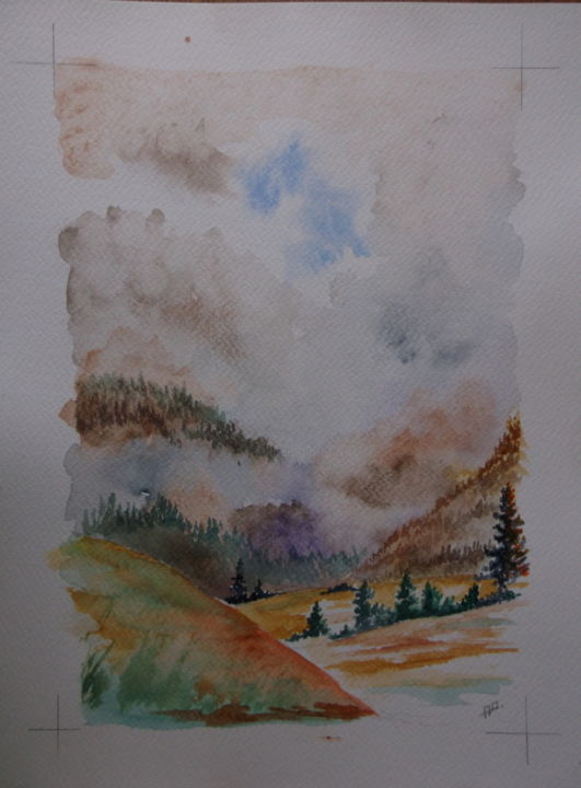 Peinture intitulée "ciel menacant.jpg" par Alain Marrast, Œuvre d'art originale, Aquarelle