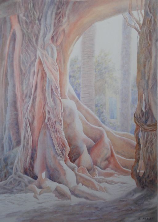 Peinture intitulée ""La nature est un t…" par Alain Masset, Œuvre d'art originale, Aquarelle