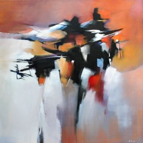 Painting titled "Exaltation" by Alain Maupuy, Original Artwork, Oil Mounted on Wood Stretcher frame
