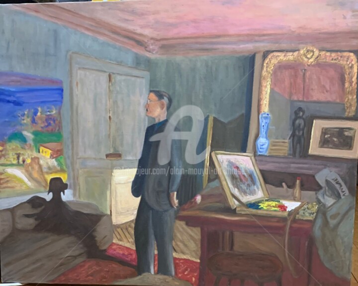 Painting titled "Bonnard chez lui" by Alain Mouyal (Art-Throse), Original Artwork, Oil Mounted on Wood Stretcher frame