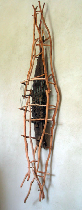 Sculpture titled "grand cocon branches" by Alain Platet, Original Artwork, Wood