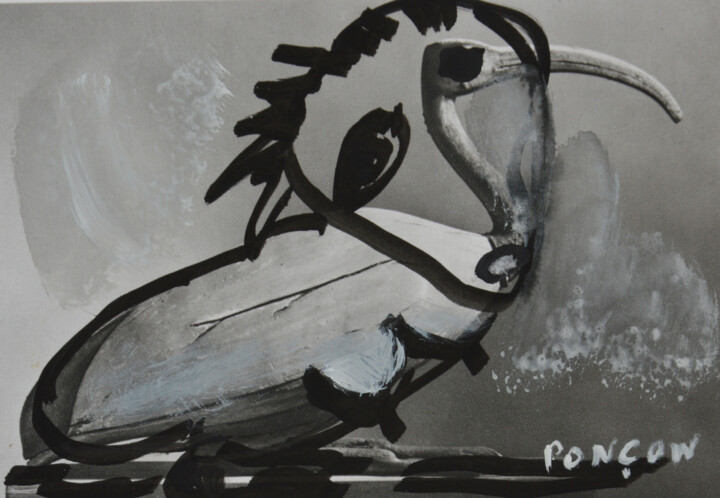 Dessin intitulée "Ibis" par Alain Ponçon, Œuvre d'art originale, Acrylique