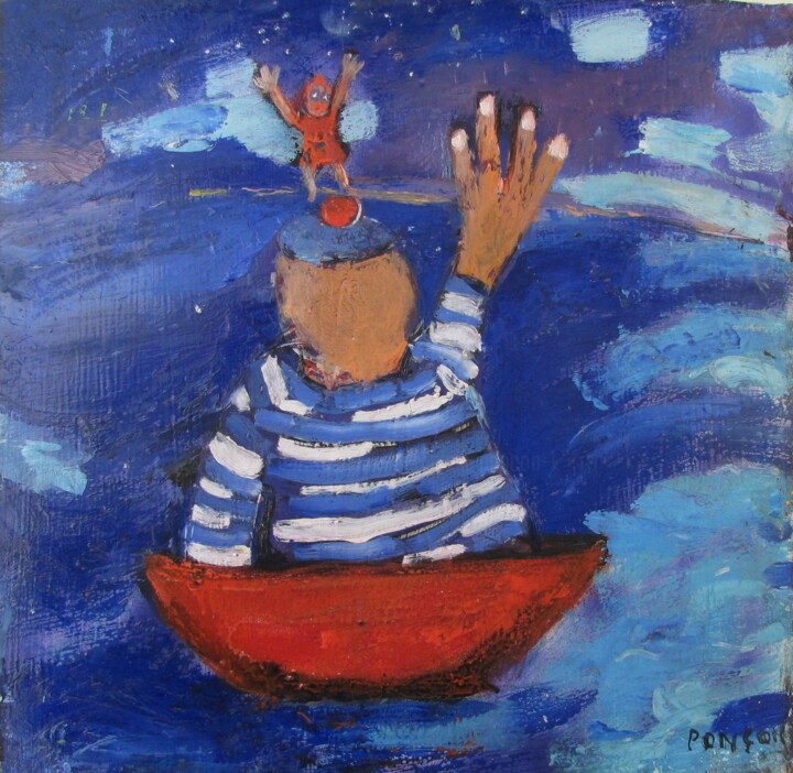 Peinture intitulée "Le marin" par Alain Ponçon, Œuvre d'art originale, Huile Monté sur Châssis en bois