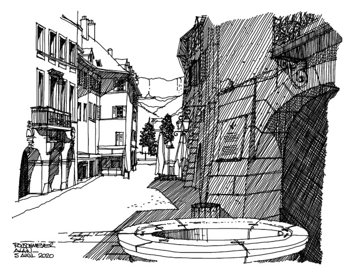 Digital Arts titled "ANNECY - Rue Carnot" by Alain Rouschmeyer, Original Artwork, 2D Digital Work