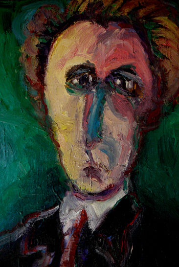 Painting titled "Jean Cocteau" by Alain Schmitt, Original Artwork, Oil