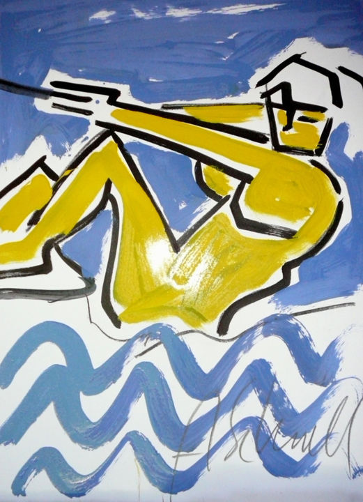 Malerei mit dem Titel "ski nautique" von Alain Schmitt, Original-Kunstwerk, Andere