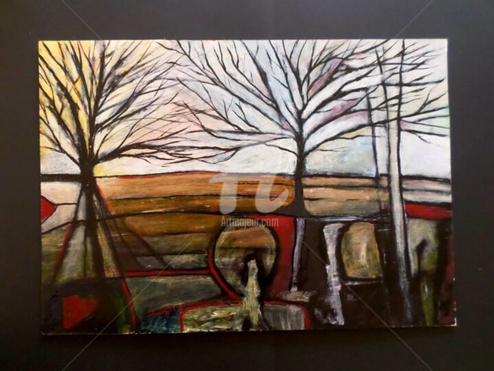 Painting titled "Paysage_1" by Alain Tardieu, Original Artwork, Acrylic