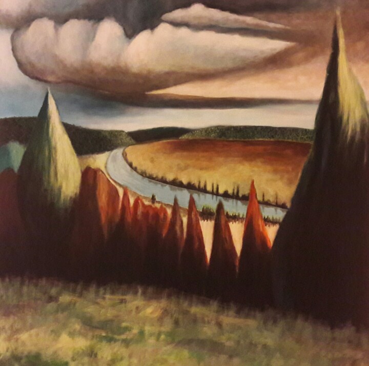 Painting titled "Vallée de la Seine,…" by Alain Tardieu, Original Artwork, Acrylic