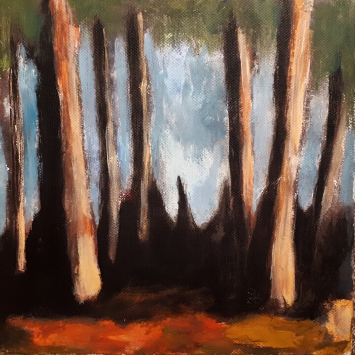 Pittura intitolato "7 arbres" da Alain Tardieu, Opera d'arte originale, Acrilico