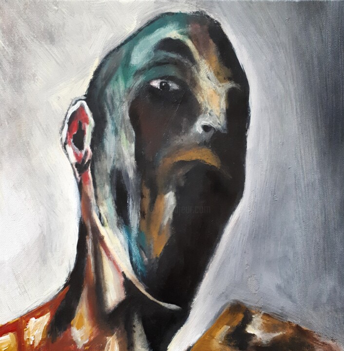 Peinture intitulée "Autoportrait bariolé" par Alain Tardieu, Œuvre d'art originale, Acrylique