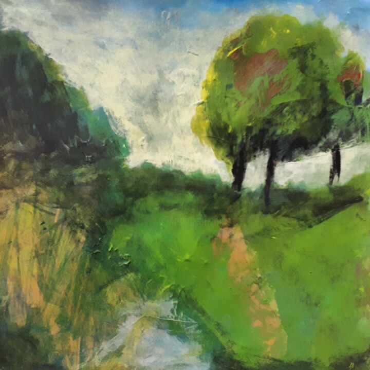 제목이 ""L'horizon""인 미술작품 Alain Tardieu로, 원작, 아크릴 나무 들것 프레임에 장착됨