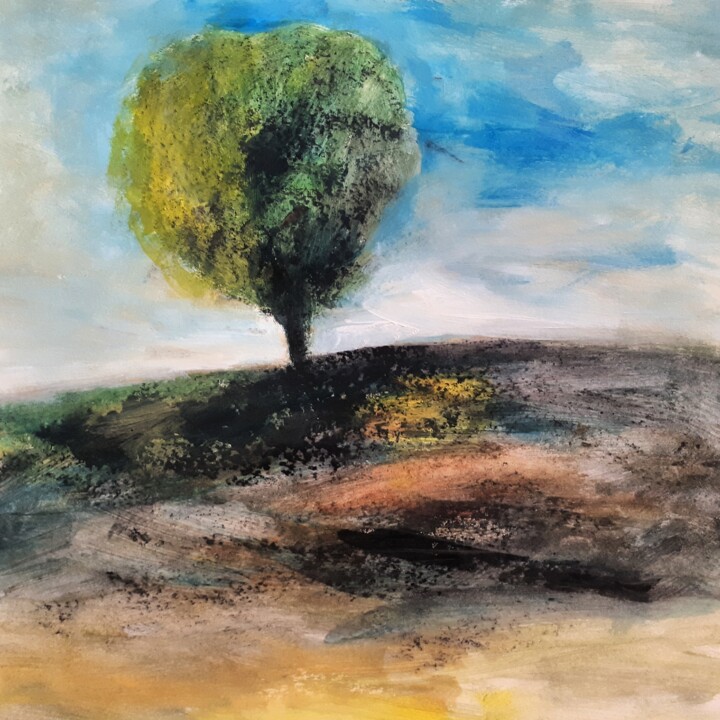 제목이 "" En passant prés d…"인 미술작품 Alain Tardieu로, 원작, 아크릴 나무 들것 프레임에 장착됨