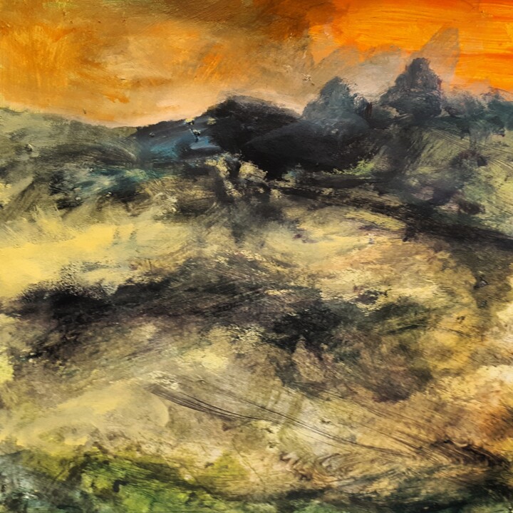 Pintura titulada ""sky orange blossom"" por Alain Tardieu, Obra de arte original, Acrílico Montado en Bastidor de camilla de…