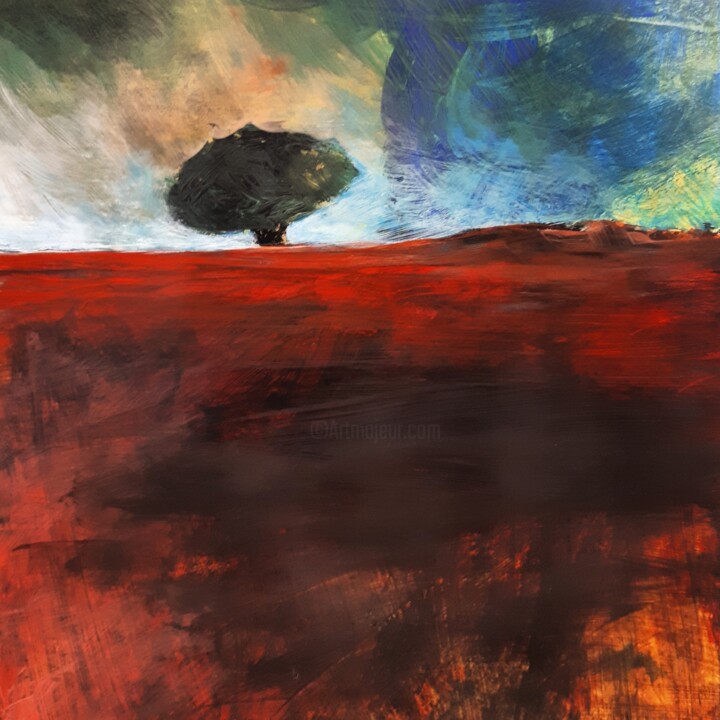 제목이 "" A la marge du cie…"인 미술작품 Alain Tardieu로, 원작, 아크릴 나무 들것 프레임에 장착됨