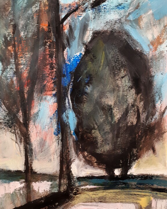 Peinture intitulée "" Trois arbres "" par Alain Tardieu, Œuvre d'art originale, Acrylique Monté sur Châssis en bois