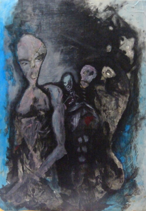 Painting titled "Un reste D'Humanité" by Alain Tardieu, Original Artwork, Acrylic