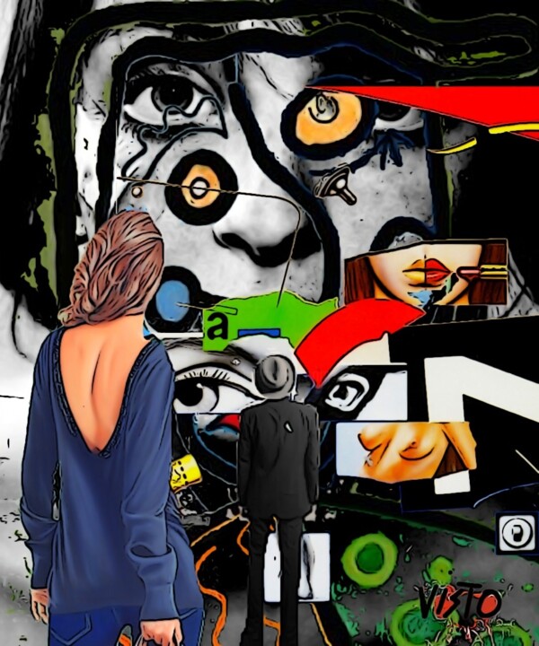 Grafika cyfrowa / sztuka generowana cyfrowo zatytułowany „LE REGARD” autorstwa Alain Vistosi, Oryginalna praca, Fotomontaż
