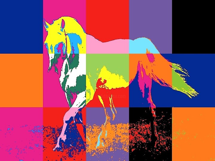 「SERIE LES CHEVAUX N…」というタイトルのデジタルアーツ Alain Vistosiによって, オリジナルのアートワーク, デジタル絵画