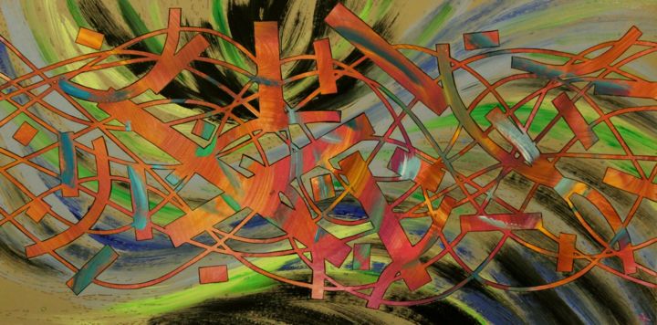Pintura intitulada "abstract-festif.jpg" por Alain Yerly, Obras de arte originais, Acrílico
