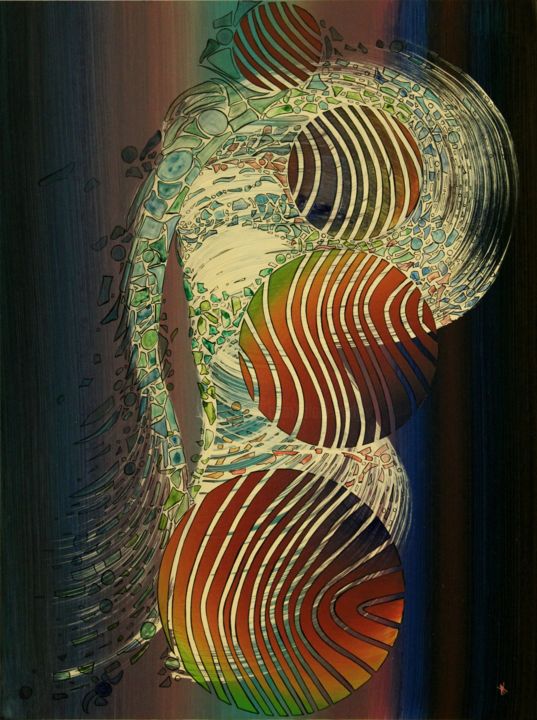 绘画 标题为“abstract-magicwawe-…” 由Alain Yerly, 原创艺术品, 丙烯