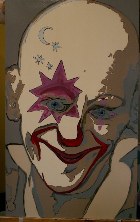 Peinture intitulée "clown3b.jpg" par Alain Yerly, Œuvre d'art originale, Acrylique