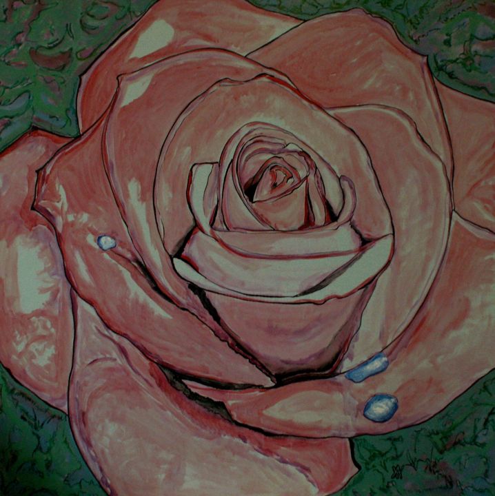 Painting titled "rose05.jpg" by Alain Yerly, Original Artwork, Acrylic