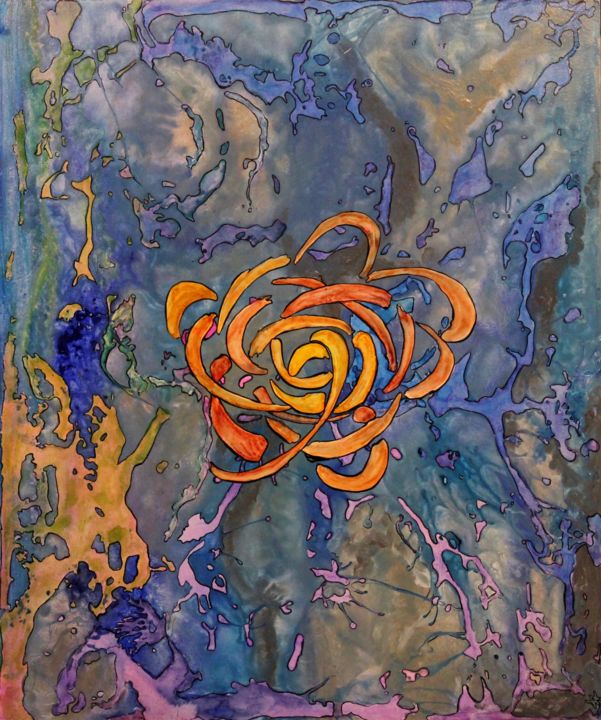 Pintura titulada "fleur.jpg" por Alain Yerly, Obra de arte original, Acrílico