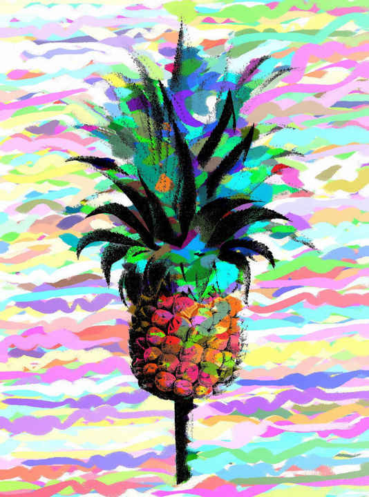Цифровое искусство под названием "Ananas" - Alain Bali, Подлинное произведение искусства, Цифровая живопись