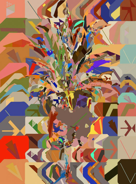 Digital Arts titled "Crazy Pinapple" by Alain Bali, Original Artwork, Digital Painting