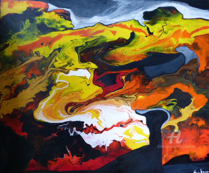 Painting titled "Tempête dans la nui…" by Alain Boissel, Original Artwork, Acrylic