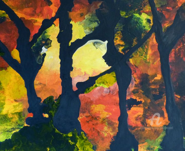 Malerei mit dem Titel "Les arbres qui se p…" von Alain Boissel, Original-Kunstwerk, Acryl