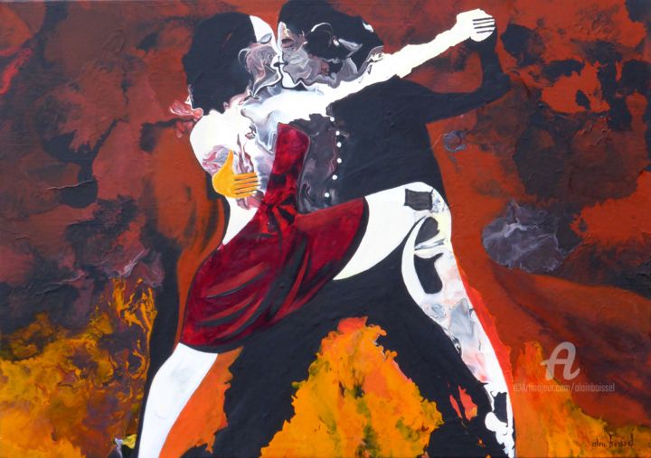 Peinture intitulée "Ivresse du tango" par Alain Boissel, Œuvre d'art originale, Acrylique