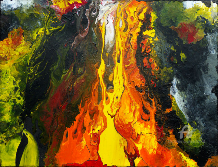 Peinture intitulée "Le feu" par Alain Boissel, Œuvre d'art originale, Acrylique