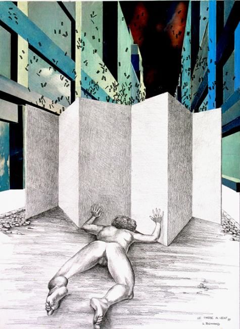 Dessin intitulée "le part à vent" par Alain Bonnand, Œuvre d'art originale