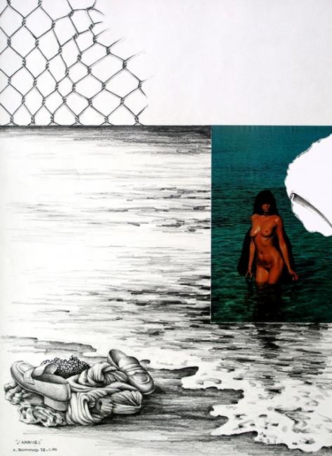 Σχέδιο με τίτλο "j'arrive I" από Alain Bonnand, Αυθεντικά έργα τέχνης