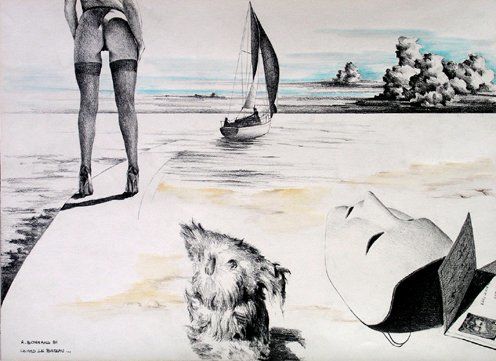 图画 标题为“quand le bateau...” 由Alain Bonnand, 原创艺术品