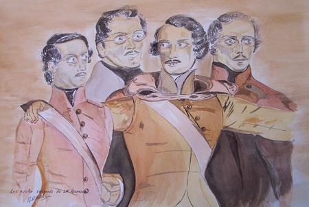 Peinture intitulée "Les 4 Sergents de L…" par Alain Branche Daunis, Œuvre d'art originale