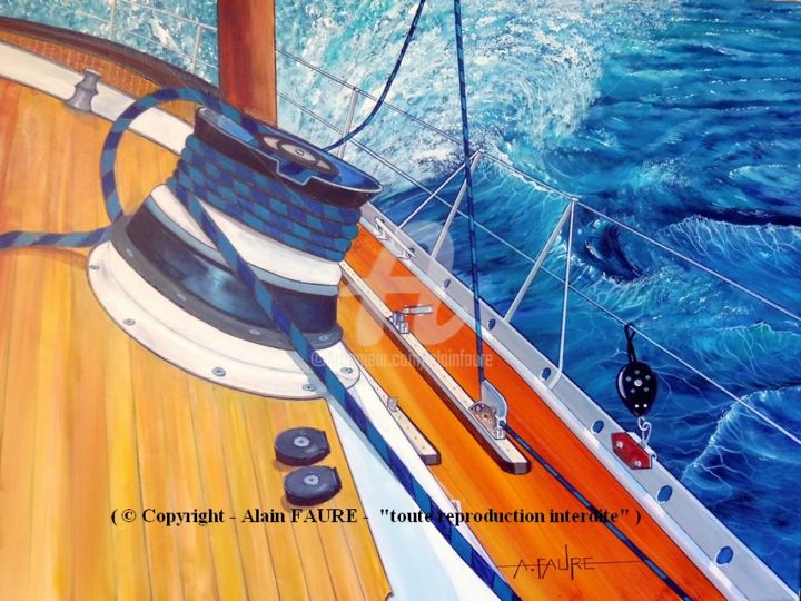 Pintura intitulada "WINCH A TRIBORD" por Alain Faure, Obras de arte originais, Acrílico