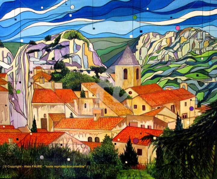 Peinture intitulée "BAUX DE PROVENCE" par Alain Faure, Œuvre d'art originale, Acrylique Monté sur Châssis en bois