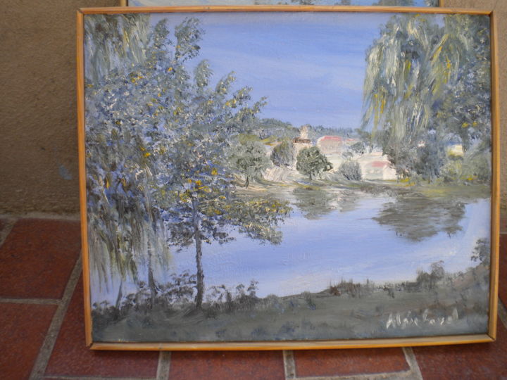 Painting titled "l'étand de POULE LE…" by Alain Fayel, Original Artwork, Oil