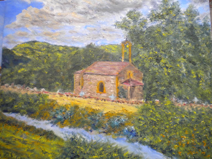 Pintura titulada "chapelle à RONNO en…" por Alain Fayel, Obra de arte original, Oleo