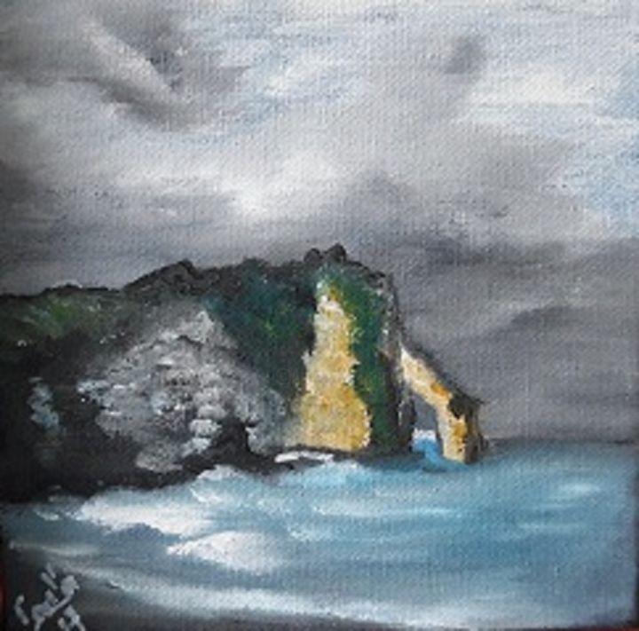 Peinture intitulée "Etretat" par Alain Coulon, Œuvre d'art originale, Huile