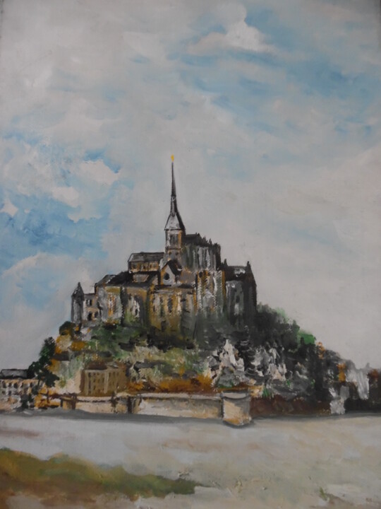 Painting titled "Le mont coté Pontor…" by Alain Coulon, Original Artwork, Oil Mounted on Wood Stretcher frame