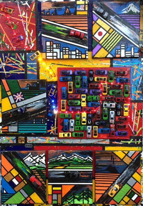 Collages titled "COUNTRY STEEL PRODU…" by Alain Granger (A.G.R), Original Artwork, Acrylic Mounted on Wood Stretcher frame